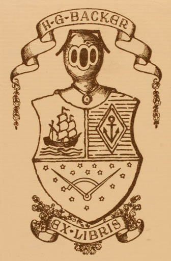 Exlibris by Henry Schjærven from Norway for H. G. Backer - Heraldry 