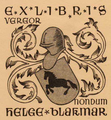 Exlibris by Henry Schjærven from Norway for Helge Blakmar - Heraldry 