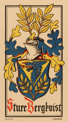 Exlibris by Jan Raneke from Sweden for ? Bergkvist; Sture - Heraldry 