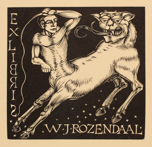 Exlibris by Willem Jacob Rozendaal from Netherland for Willem Jacob Rozendaal - Fable Animal Mythology 