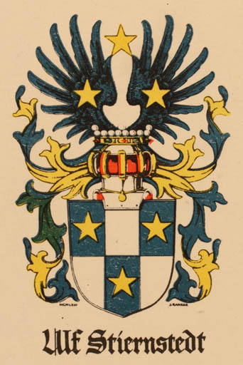 Exlibris by Jan Raneke from Sweden for Ulf Stiernstedt - Heraldry 