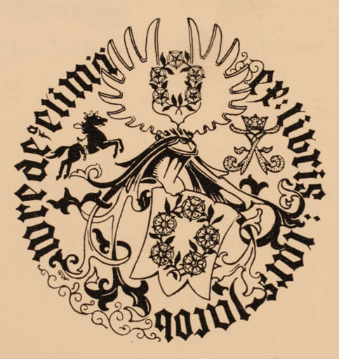 Exlibris by Gustaf von Numers from Finland for Lars Jacob af Elima Wrede - Heraldry 