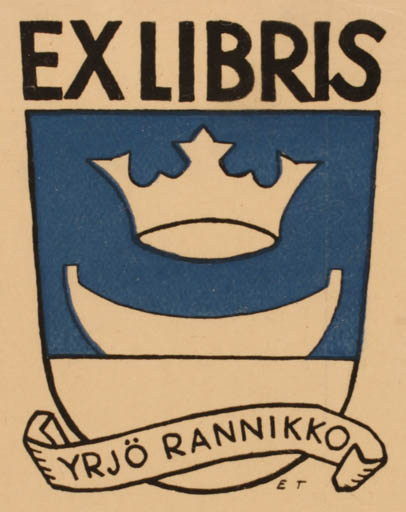 Exlibris by Erkki Tanttu from Finland for Yrjö Rannikko - Heraldry 