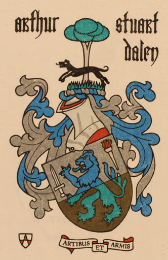 Exlibris by Zdenko G. Alexy from Czechoslovakia for Arthur Stuart Dalen - Heraldry 