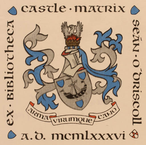 Exlibris by Zdenko G. Alexy from Czechoslovakia for Sean O Driscoll - Heraldry 