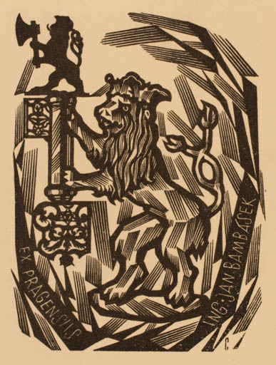 Exlibris by Vojtech Cinybulk from Czechoslovakia for Jan Bambásek - Fauna Heraldry 