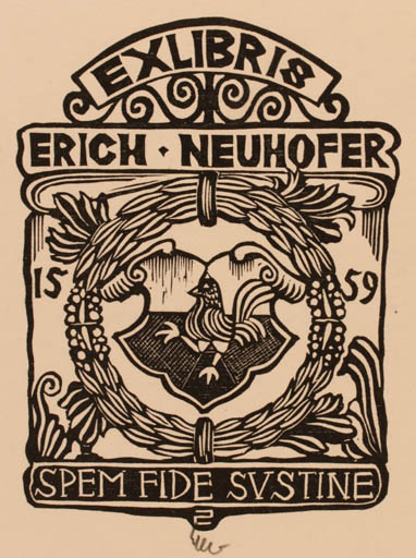 Exlibris by Hubert Schmid from Austria for Erich Neuhofer - 