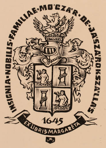 Exlibris by Antal Fery from Hungary for ? Margareta - Heraldry 