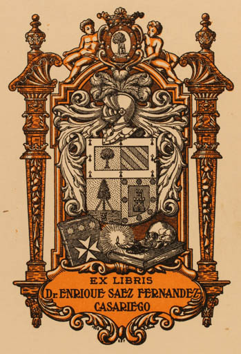 Exlibris by Richard Abad from Spain for Dr. Enrique Saez Fernadez Casariego - Heraldry 