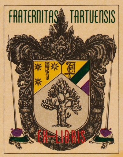 Exlibris by K Seeman from Canada for Fraternitas Tartuensis - Heraldry Weapon 