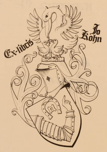 Exlibris by M Lenertz from Luxembourg for Jo Kohn - Heraldry 