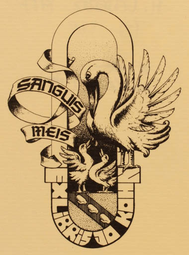 Exlibris by M Lenertz from Luxembourg for Jo Kohn - Heraldry 