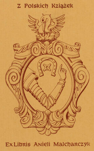 Exlibris by M Lenertz from Luxembourg for Anieli Malcharczyk - Heraldry 