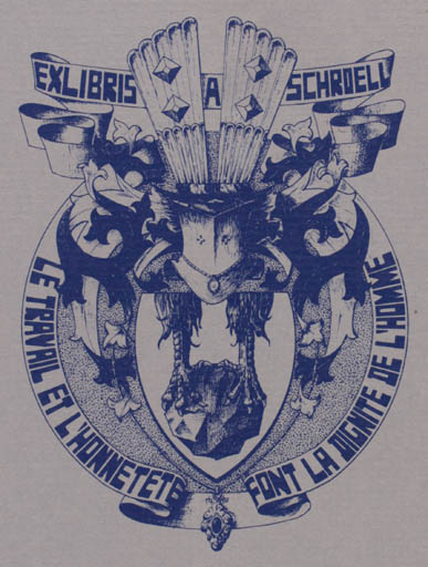 Exlibris by M Lenertz from Luxembourg for A Schroell - Heraldry 