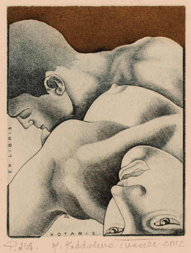 Exlibris by Maria Maddalena Tuccelli from Italy for ? Otaris - Woman Man Nude 