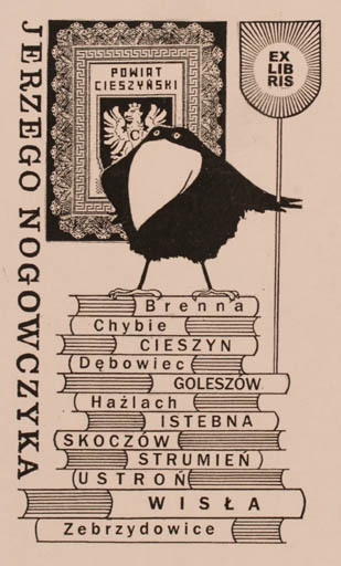 Exlibris by Jozef Golec from Poland for Jerzego Nogowczyka - Book Bird 