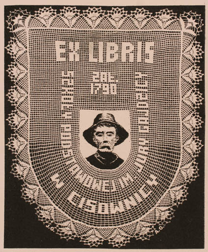 Exlibris by Jozef Golec from Poland for Szkoly Podstawowej IM. - Ornament Portrait 