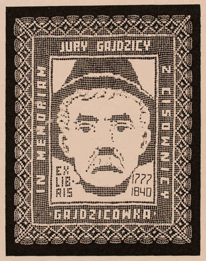 Exlibris by Jozef Golec from Poland for Z Cisownicy - Ornament Portrait 