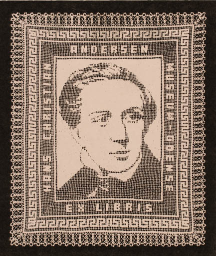 Exlibris by Jozef Golec from Poland for ? Hans Christian Andersen Museum Odense - Ornament Portrait 