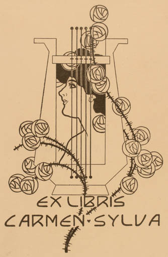 Exlibris by Calman V.H.de Rozsnyay from Hungary for Dronning Elisabeth af Rumænien Carmen- Sylva - Regent/royalty 