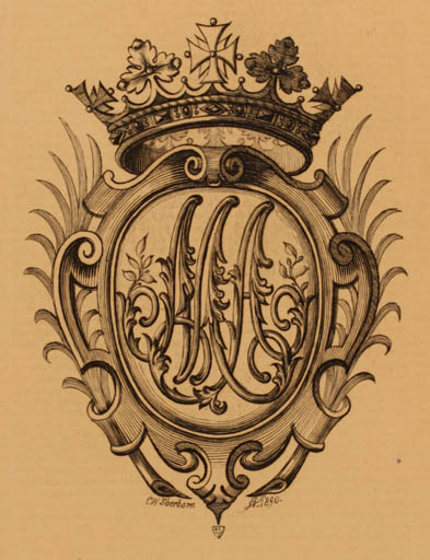 Exlibris by C.W. Sherborn from Great Britain for H.R.H Princess Mary Adelaide - Monogram Regent/royalty 