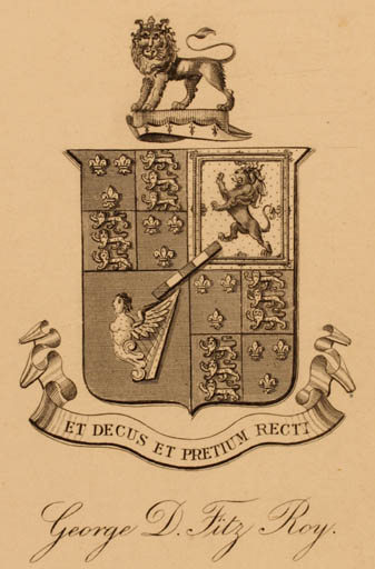 Exlibris by ? ? from Great Britain for George D Fitz Roy - Heraldry Regent/royalty 