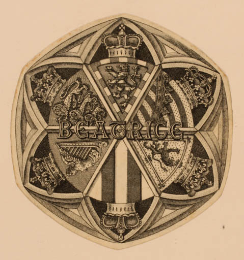 Exlibris by E Whymper from Great Britain for Princess of Battenberg Beatrice - Regent/royalty 