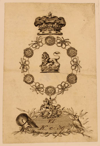 Exlibris by ? Perkins & Heath from Great Britain for Augustus Frederick - Heraldry Regent/royalty 