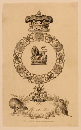 Exlibris by ? Perkins & Heath from Great Britain for Augustus Frederick - Heraldry Regent/royalty 