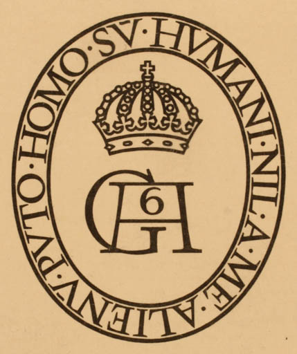 Exlibris by Bertil Kumlien from Sweden for Sverige H.M. Kong Gustaf VI Adolf - Monogram Regent/royalty 