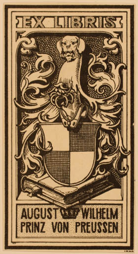 Exlibris by Georg Otto from Germany for ? August Wilhelm Prinz von Preussen - Heraldry Regent/royalty 