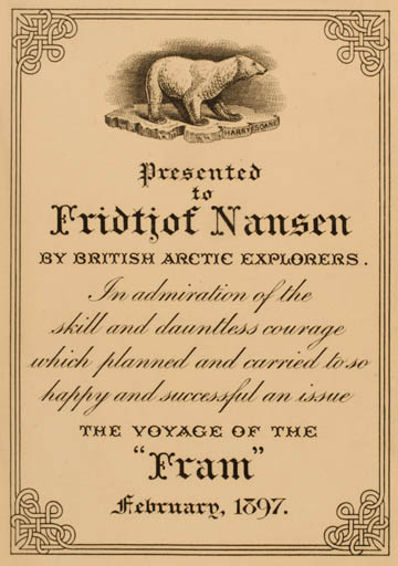Exlibris by Harry Soane from Great Britain for Fridtjof Nansen - Text/Writing Science 
