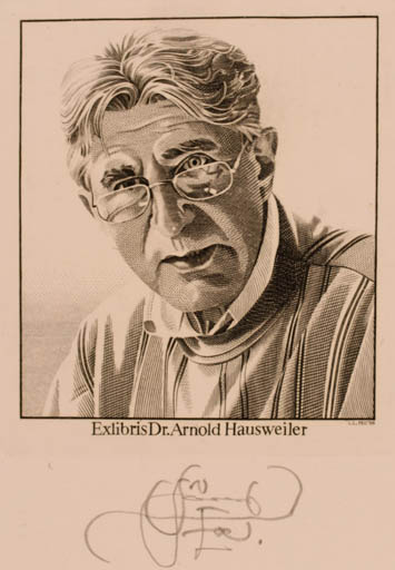 Exlibris by Lembit Löhmus from Estonia for Dr. Arnold Hausweiler - Portrait 