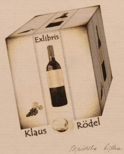 Exlibris by Agnieszka Lipska from Poland for Klaus Rödel - Wine 