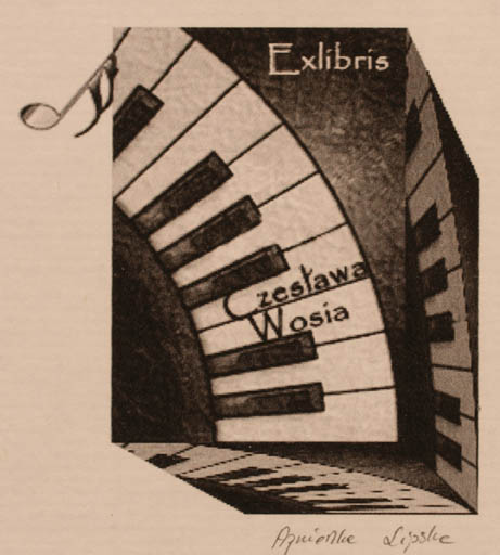 Exlibris by Agnieszka Lipska from Poland for Czeslawa Wosia - Music 