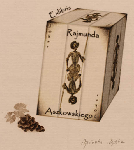 Exlibris by Agnieszka Lipska from Poland for Rajmund Aszkowski - Wine 