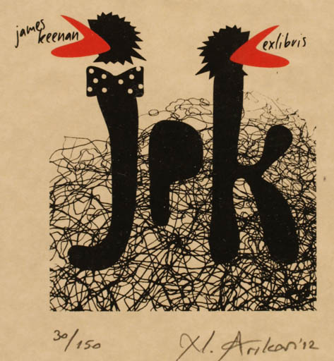 Exlibris by Nurgül Arikan from Turkey for James P. Keenan - Text/Writing 