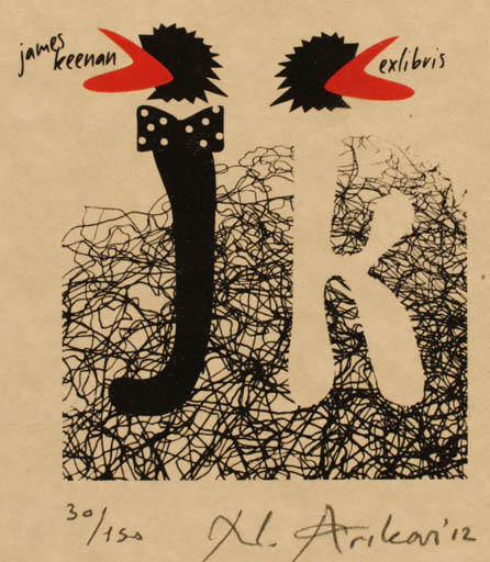 Exlibris by Nurgül Arikan from Turkey for James P. Keenan - Text/Writing 