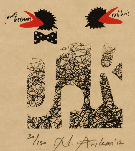 Exlibris by Nurgül Arikan from Turkey for James P. Keenan - Text/Writing 