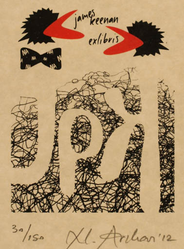 Exlibris by Nurgül Arikan from Turkey for James P. Keenan - Text/Writing 