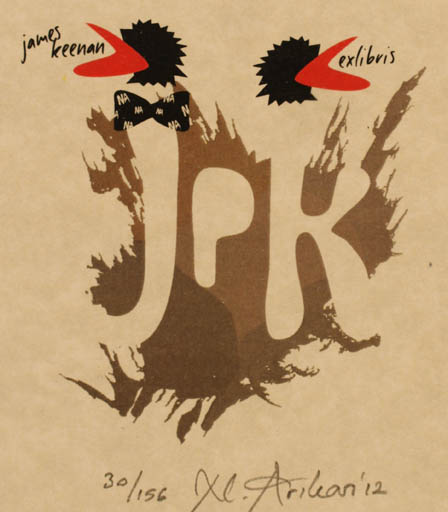 Exlibris by Nurgül Arikan from Turkey for James P. Keenan - Text/Writing 