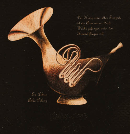 Exlibris by Krzysztof Marek Bak from Poland for Anke Polenz - Music 