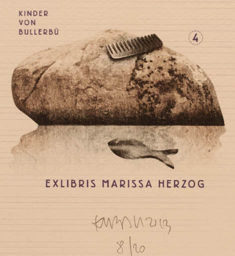 Exlibris by Krzysztof Marek Bak from Poland for Marissa Herzog - Fish 