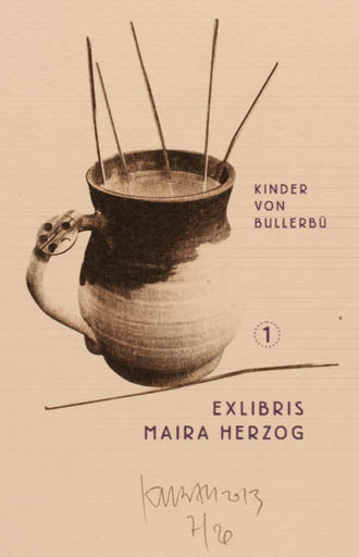 Exlibris by Krzysztof Marek Bak from Poland for Maira Herzog - 