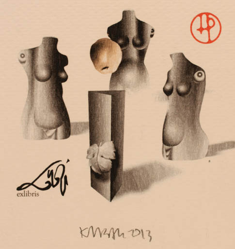 Exlibris by Krzysztof Marek Bak from Poland for Dr. Hartmut Polenz - 