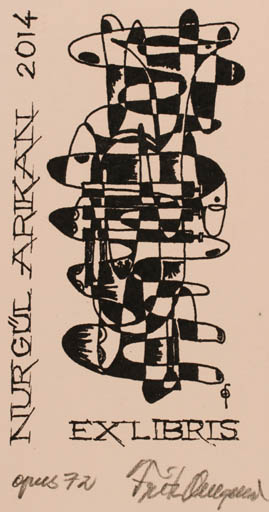 Exlibris by Fritz Overgaard from Denmark for Nurgül Arikan - Music 