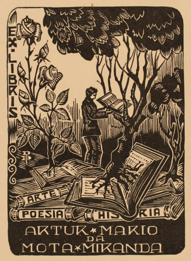 Exlibris by Rene Barande from France for Artur Mario Da Mota Miranda - Book Man Tree 