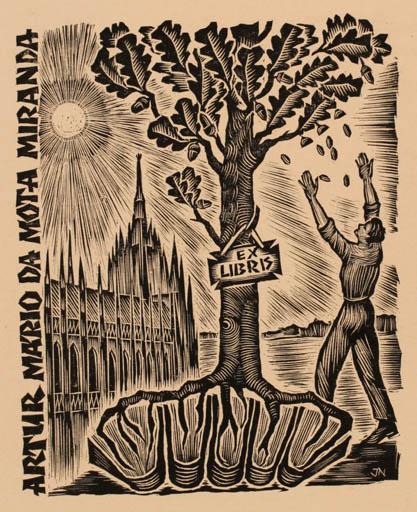 Exlibris by Johann Naha from Germany for Artur Mario Da Mota Miranda - Book Tree 