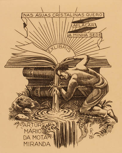 Exlibris by Julio Fernandez Saez from Spain for Artur Mario Da Mota Miranda - Book Man 