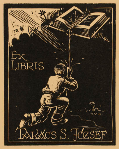 Exlibris by Kàroly Vàroknyi from Hungary for Takács Jozsef - Book Man 